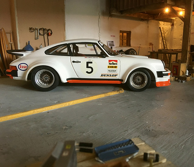 A model car in the garage